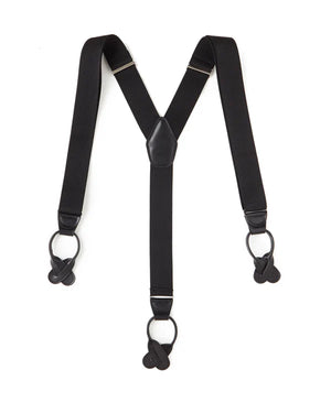 Black Button End Suspenders - Stylish and Formal