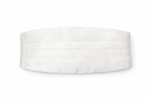 Gently used white cummerbund with adjustable hook closure.