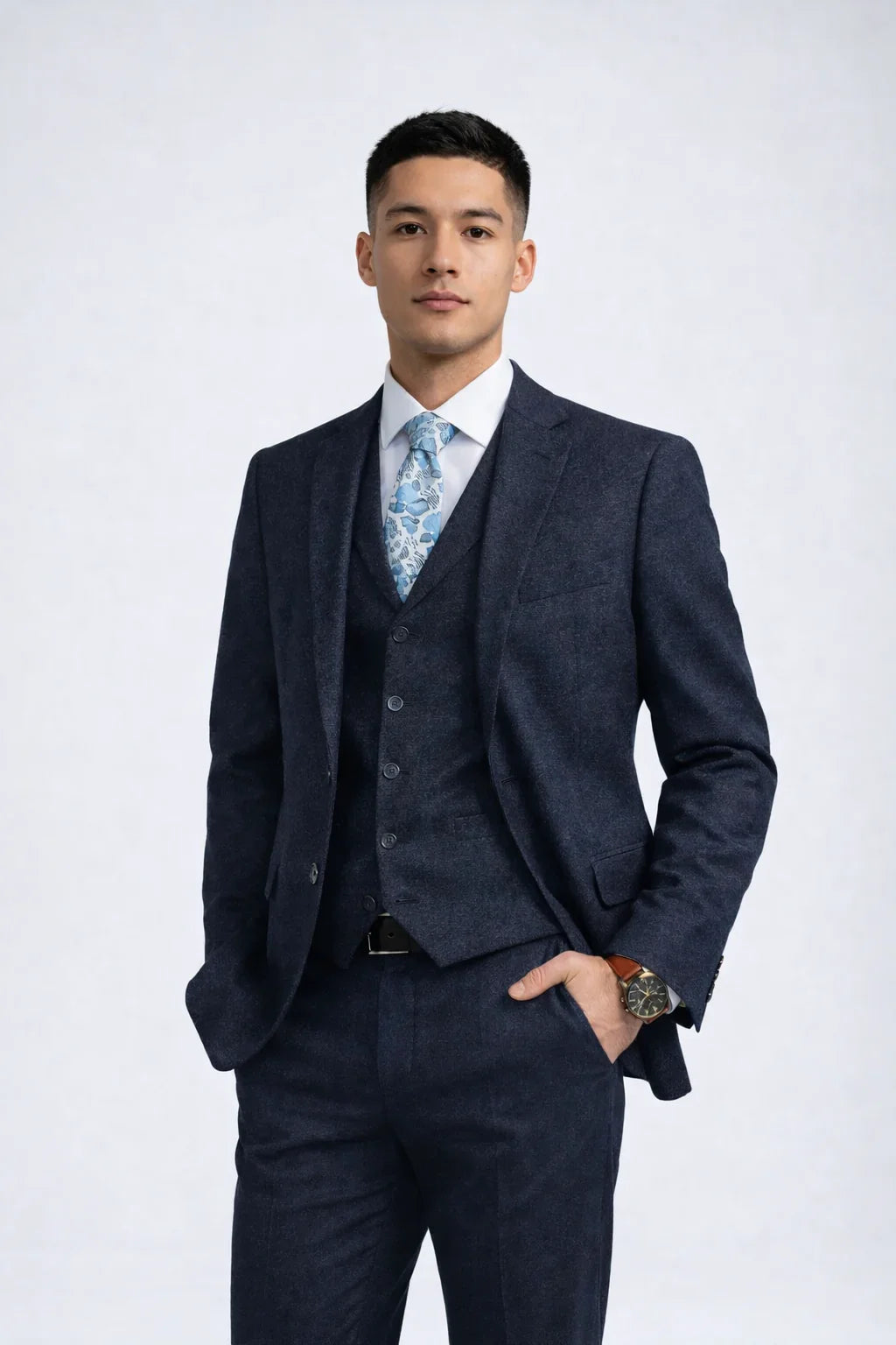 Navy Tweed Suit Jacket & Vest