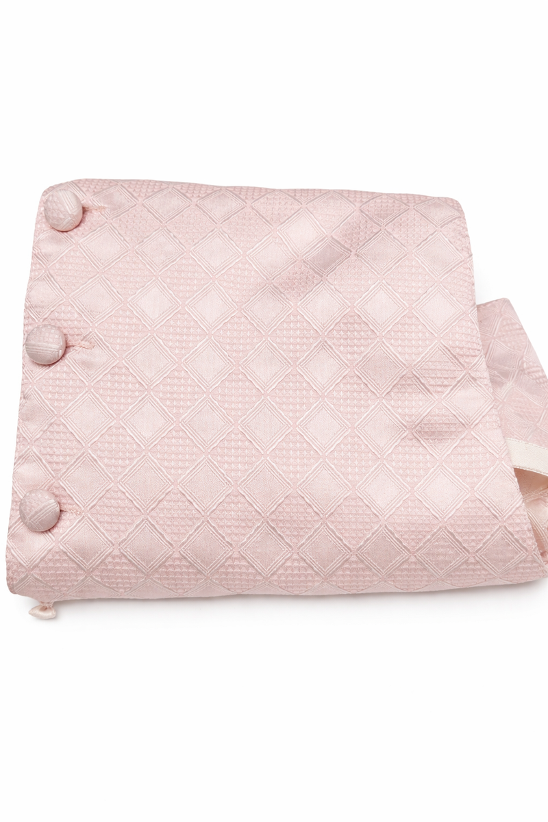 Light Pink Checkered Halfback Vest with adjustable buttons and textured pattern, perfect for stylish layering.