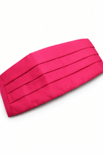 Gently used Hot Pink Cummerbund with adjustable hook closure.