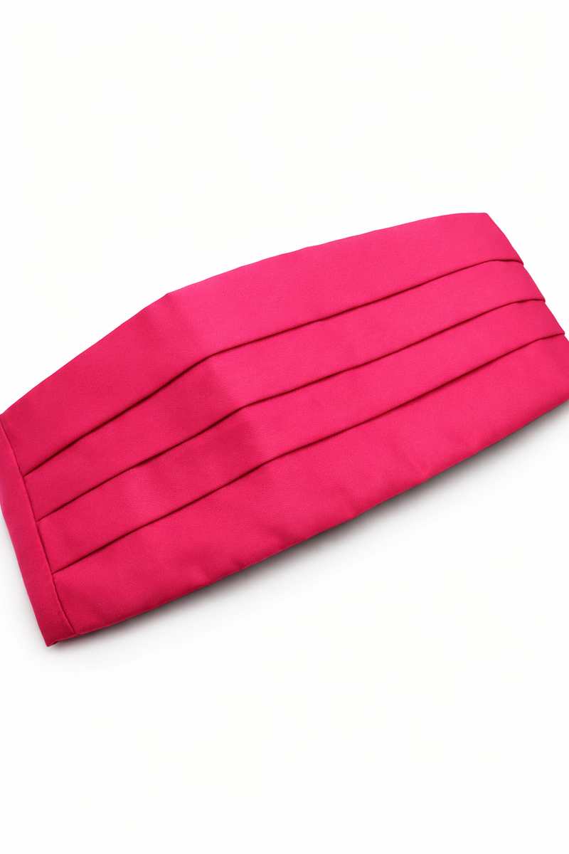 Gently used Hot Pink Cummerbund with adjustable hook closure.