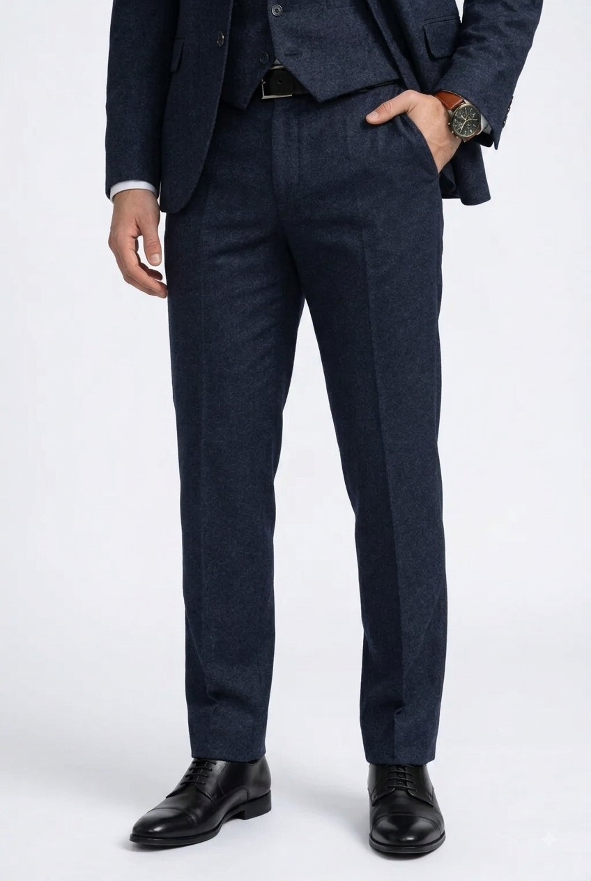 Men's Navy Tweed Slim Fit Suit