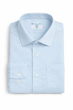 It's not too blue, it's not too white, it's juuuuust right. The men's stretch light blue dress shirt long sleeve that can dress up or down