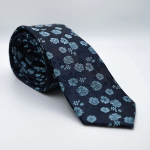 Navy Blue Cotton Floral Neck Tie
