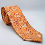 Orange Paisley Patterned Neck Tie for formalwear, wedding, or prom suit accessory
