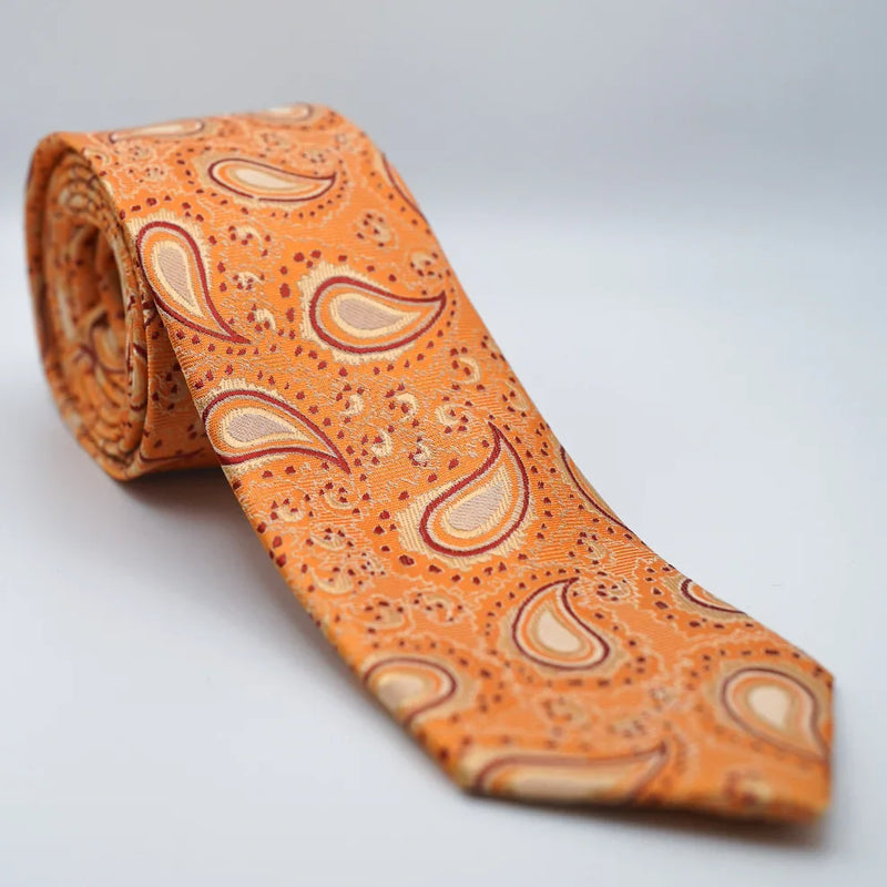 Orange Paisley Patterned Neck Tie for formalwear, wedding, or prom suit accessory