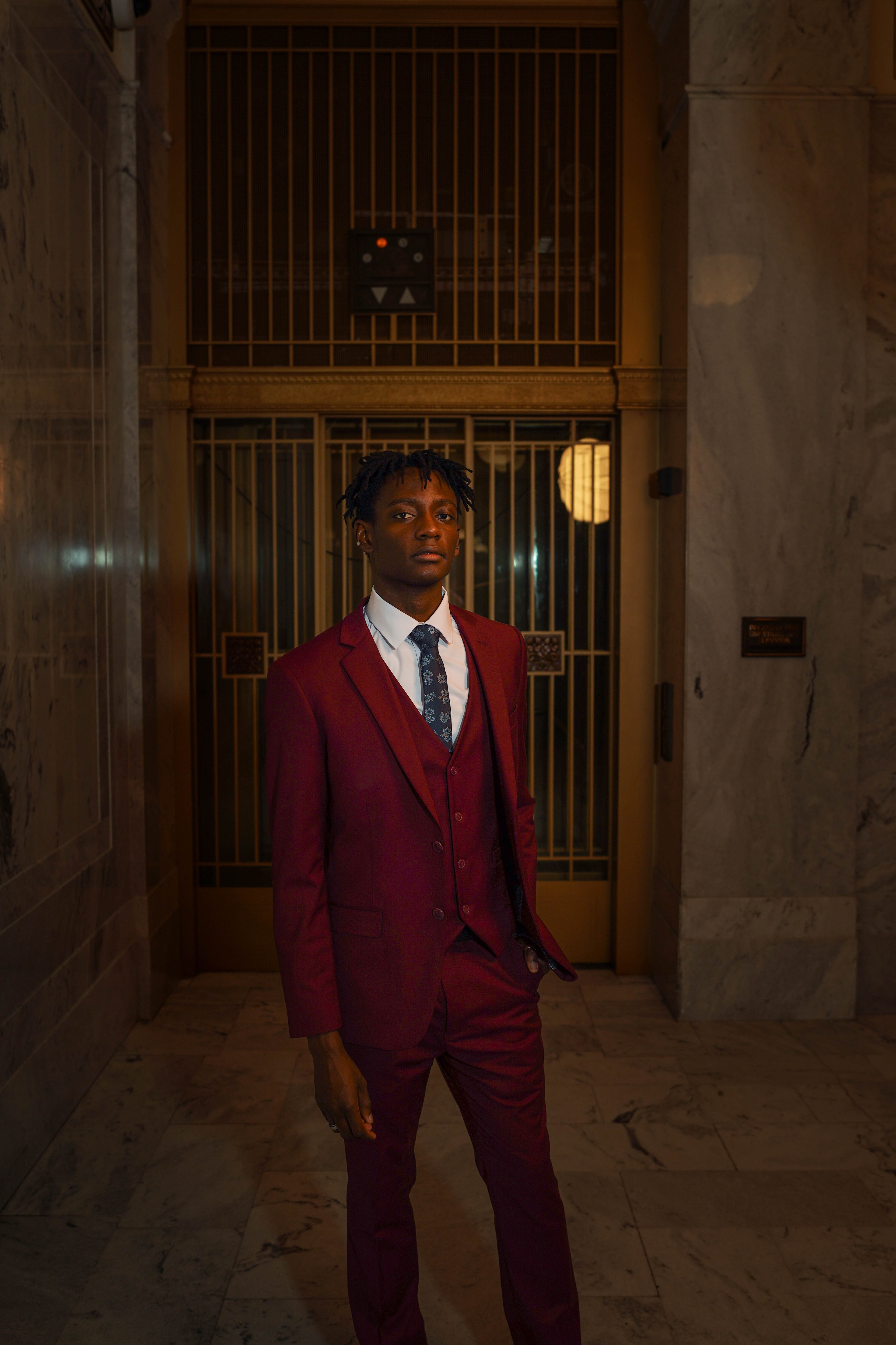 Men's Burgundy Slim Fit Suit