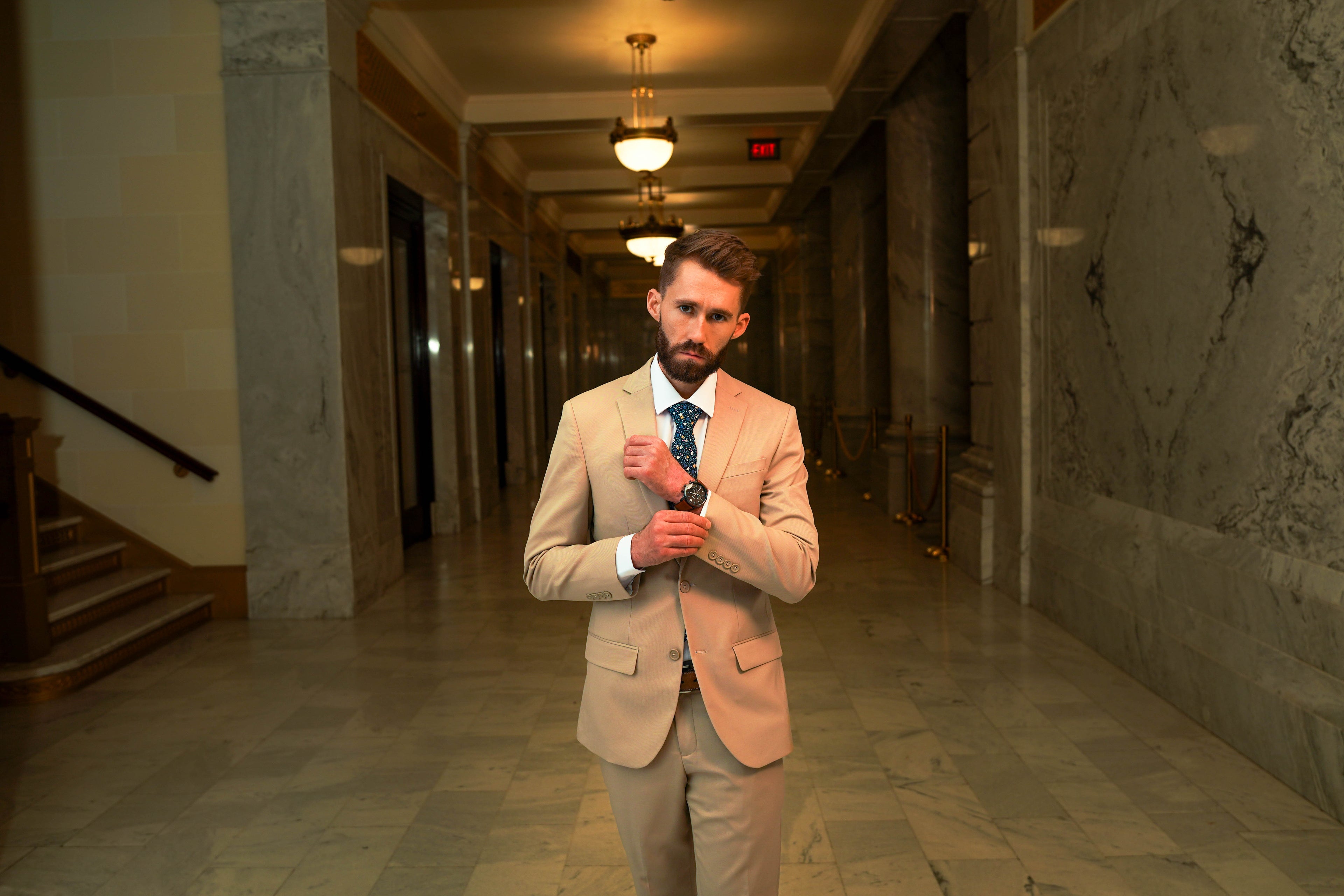 Men's Tan Slim Fit Suit