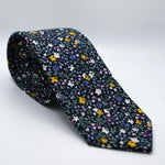 Tiny Tasteful Flowers Black Neck Tie with small colorful floral print, ideal for weddings and formal events